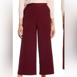 Halogen Burgandy wide leg sailor button pants- size 4- Nordstrom